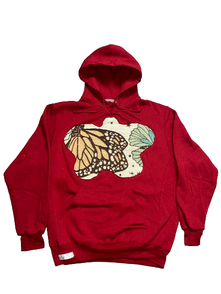BUTTERFLY UPCYCLED HOODIE RED