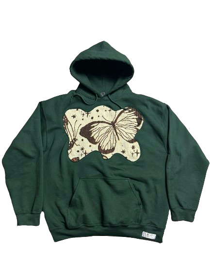 BUTTERFLY UPCYCLED HOODIE(GREEN) F&B